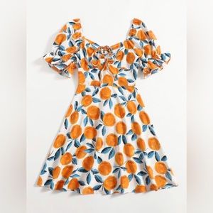 SHEIN Curve Plus Size Orange Print Sundress